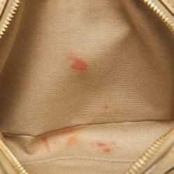 Pre Owned Burberry Beige Monogram Embossed Leather Camera Crossbody Bag