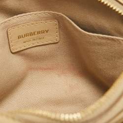 Pre Owned Burberry Beige Monogram Embossed Leather Camera Crossbody Bag