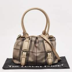 Burberry Smoked Check PVC and Leather Lowry Tote
