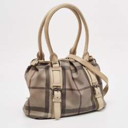 Burberry Smoked Check PVC and Leather Lowry Tote