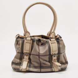 Burberry Smoked Check PVC and Leather Lowry Tote