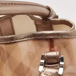Burberry Metallic Beige Exploded Check PVC and Leather Canterbury Tote