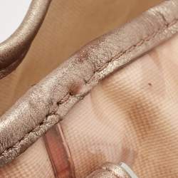 Burberry Metallic Beige Exploded Check PVC and Leather Canterbury Tote