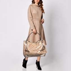Burberry Metallic Beige Exploded Check PVC and Leather Canterbury Tote