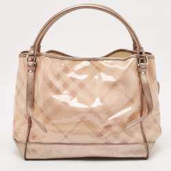 Burberry Metallic Beige Exploded Check PVC and Leather Canterbury Tote