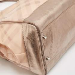 Burberry Metallic Beige Exploded Check PVC and Leather Canterbury Tote