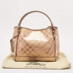 Burberry Metallic Beige Exploded Check PVC and Leather Canterbury Tote