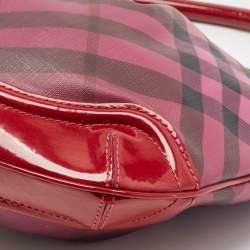 Pre Owned Burberry Burgundy Ombre Nova Pop Check PVC and Patent Leather Craigwell Hobo