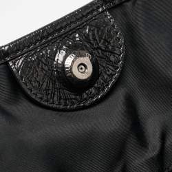 Burberry Grey/Black Beat Check Nylon and Patent Leather Lowry Tote