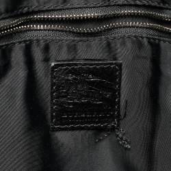 Burberry Grey/Black Beat Check Nylon and Patent Leather Lowry Tote