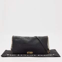 Pre Owned Burberry Black Grained Leather Madison Chain Bag