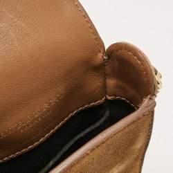 Burberry Black/Brown House Check Canvas and Leather Vertical Belt Buckle Bag