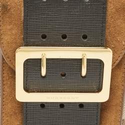 Burberry Black/Brown House Check Canvas and Leather Vertical Belt Buckle Bag