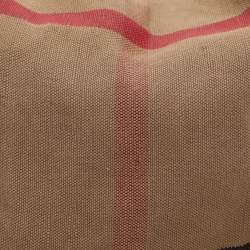 Pre Owned Burberry Brown/Multicolor Mega Check Canvas and Leather Medium Ashby Hobo