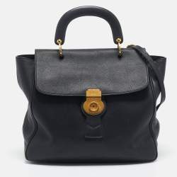 Burberry Black Leather DK88 Top Handle Bag