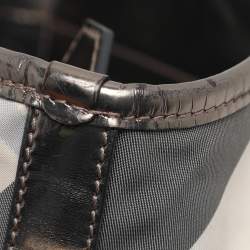 Burberry Grey/Black Beat Check Nylon and Patent Leather Lowry Tote