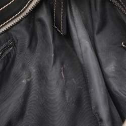 Burberry Grey/Black Beat Check Nylon and Patent Leather Lowry Tote