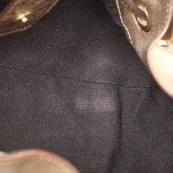 Pre Owned Burberry Gold/Beige Haymarket Check Coated Canvas and Leather Warrior Hobo