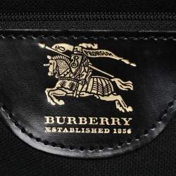 Pre Owned Burberry Beige Haymarket Check Coated Canvas and Leather On Slow Tote