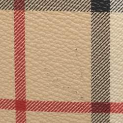 Pre Owned Burberry Beige Haymarket Check Coated Canvas and Leather On Slow Tote