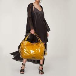 Burberry Mustard Yellow Patent Leather Large Bilmore Tote