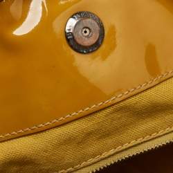 Burberry Mustard Yellow Patent Leather Large Bilmore Tote