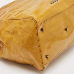Burberry Mustard Yellow Patent Leather Large Bilmore Tote