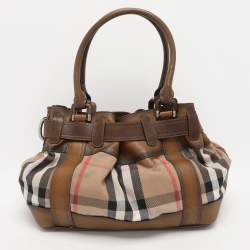 Burberry Brown House Check Canvas and Leather Beaton Tote