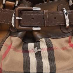 Burberry Brown House Check Canvas and Leather Beaton Tote