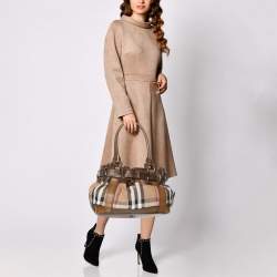 Burberry Brown House Check Canvas and Leather Beaton Tote