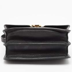 Pre Owned Burberry Black Leather Medium TB Shoulder Bag