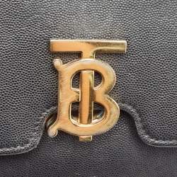 Pre Owned Burberry Black Leather Medium TB Shoulder Bag