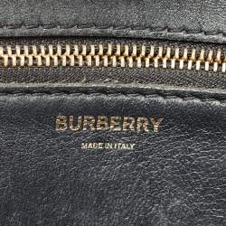 Pre Owned Burberry Black Leather Medium TB Shoulder Bag