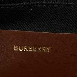 Pre Owned Burberry Dark Birch Brown Check Coated Canvas and Leather Medium Freya Tote