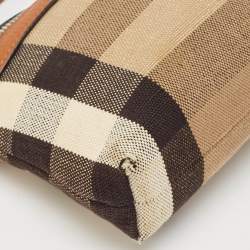 Burberry Brown/Beige House Check Canvas and Leather Farley Crossbody Bag