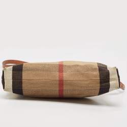 Burberry Brown/Beige House Check Canvas and Leather Farley Crossbody Bag