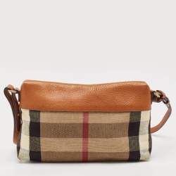 Burberry Brown/Beige House Check Canvas and Leather Farley Crossbody Bag
