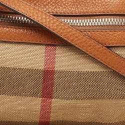 Burberry Brown/Beige House Check Canvas and Leather Farley Crossbody Bag