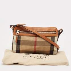 Burberry Brown/Beige House Check Canvas and Leather Farley Crossbody Bag