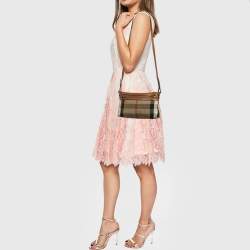 Burberry Brown/Beige House Check Canvas and Leather Farley Crossbody Bag