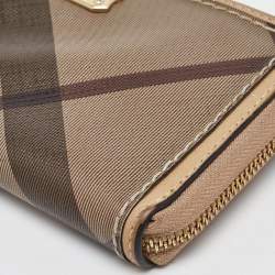 Burberry Beige Nova Check Coated Canvas Zip Around Wallet