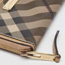 Burberry Beige Nova Check Coated Canvas Zip Around Wallet