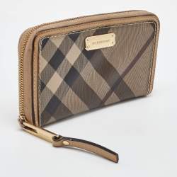 Burberry Beige Nova Check Coated Canvas Zip Around Wallet