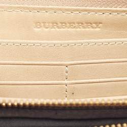 Burberry Beige Nova Check Coated Canvas Zip Around Wallet