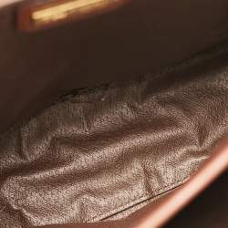 Burberry Beige/Brown Haymarket Coated Canvas and Leather Pushlock Top Handle Bag