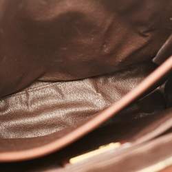 Burberry Beige/Brown Haymarket Coated Canvas and Leather Pushlock Top Handle Bag