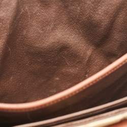 Burberry Beige/Brown Haymarket Coated Canvas and Leather Pushlock Top Handle Bag