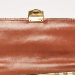 Burberry Beige/Brown Haymarket Coated Canvas and Leather Pushlock Top Handle Bag