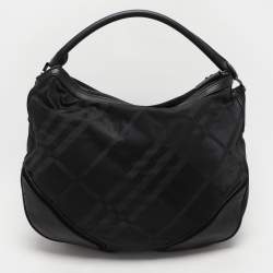Burberry Black Check Nylon and Leather Maskell Hobo