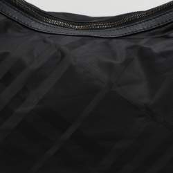 Burberry Black Check Nylon and Leather Maskell Hobo